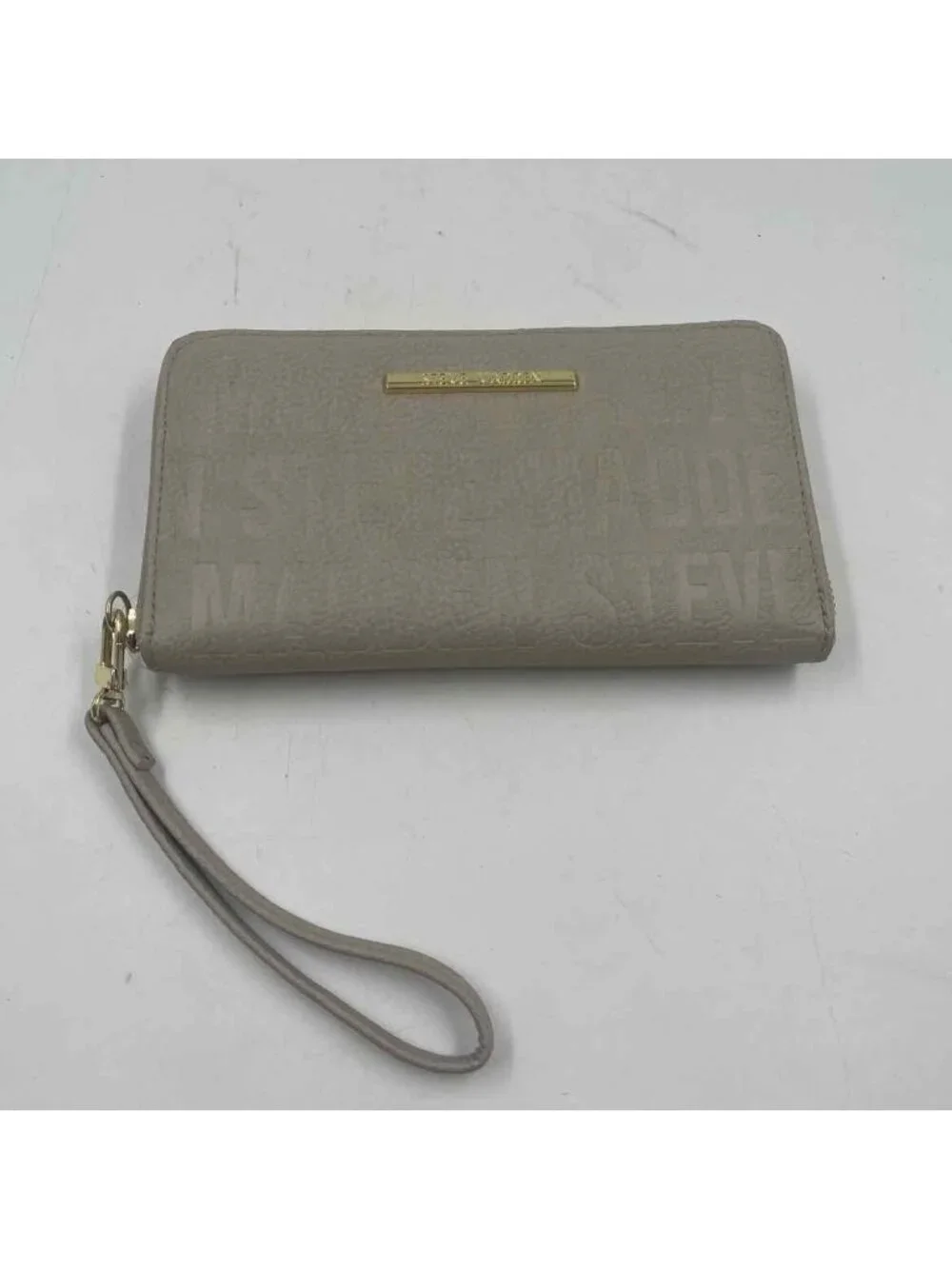 Steve Madden Women's Beige Embossed Wallet Zip Around Wristlet